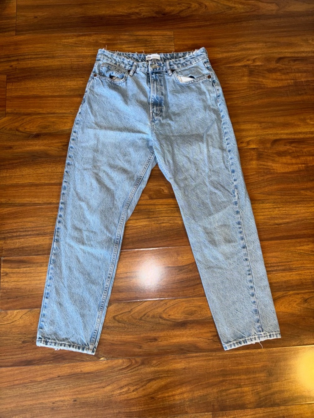 Zara Light Wash High Rise Mom Jeans